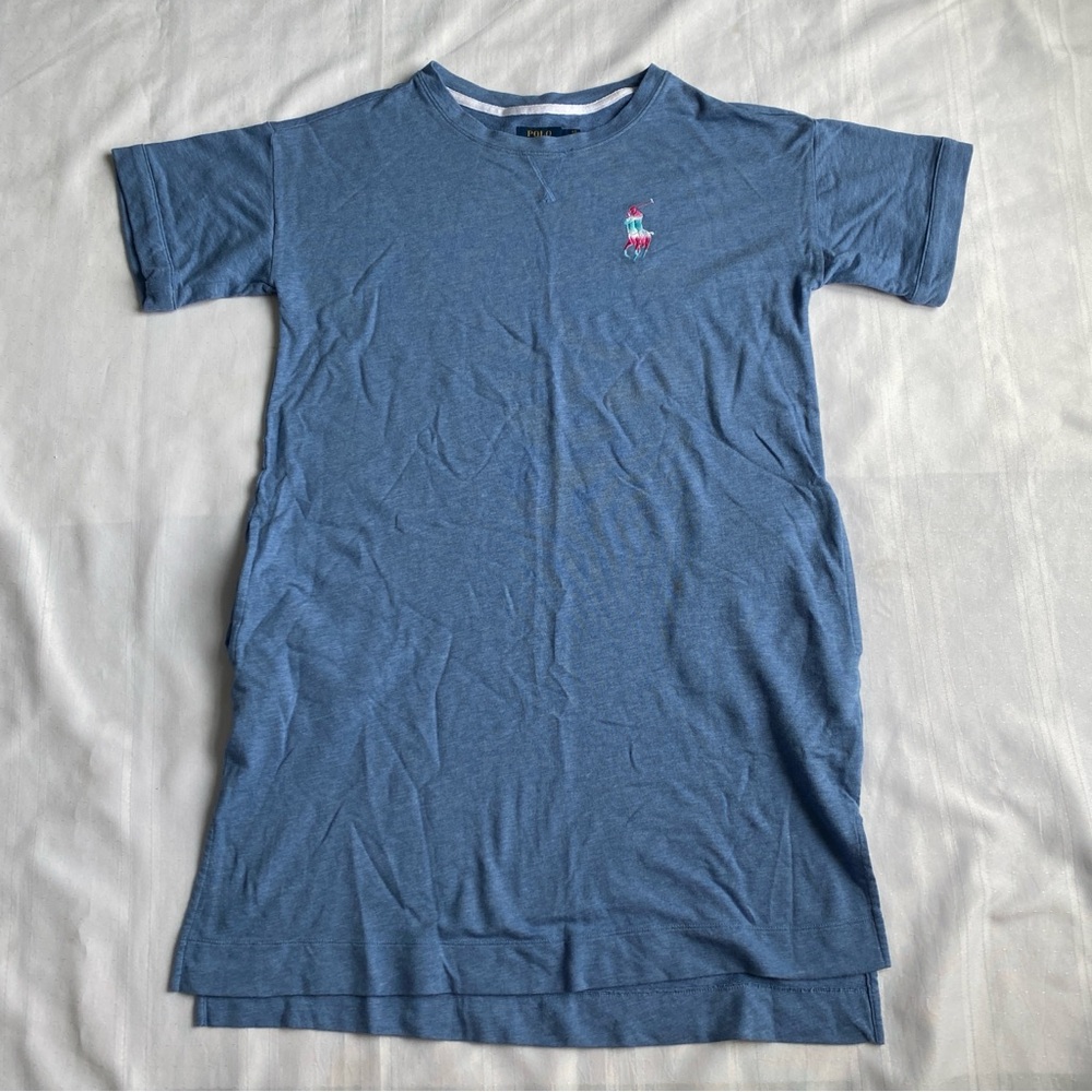 Polo Ralph Lauren T-Shirt Dress Pony Logo Pockets Casual Blue Women’s Small